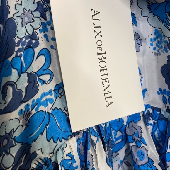 Alix of Bohemia 100% Silk Saranna Midi Dress-Women’s S-t Blue/White-Designer-NEW - Picture 8 of 12